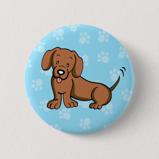 Botón lindo del Dachshund del perro del dibujo (Anverso)