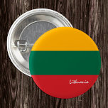 Botón Lituania, bandera patriótica lituana<br><div class="desc">Botones: Patriotismo Lituania y bandera lituana - amo a mi país,  viajes,  vacaciones,  patriotas nacionales / hinchas deportivos</div>