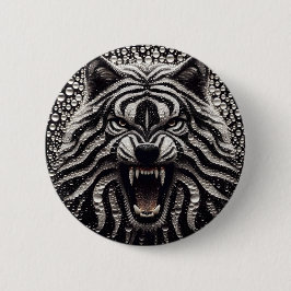 Botón Lobo negro y plateado