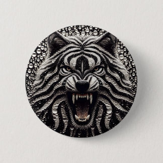 Botón Lobo negro y plateado