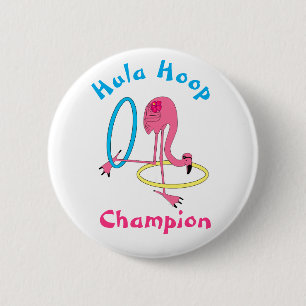 botón Luau Fiesta Flamingo Hula Hoop Champion de 3