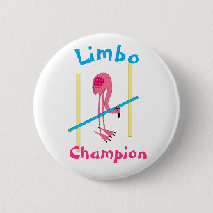 botón Luau Fiesta Flamingo Limbo Champion de 3"