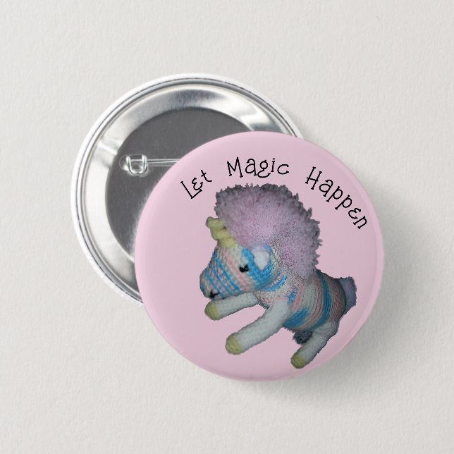 Botón - Magia de Unicornio en Rosa (Anverso y reverso)