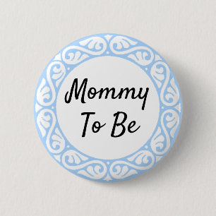 Botón Mamá para ser Baby Shower azul y blanco
