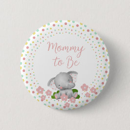 Botón Mami to Be Baby Shower - Elefante rosa