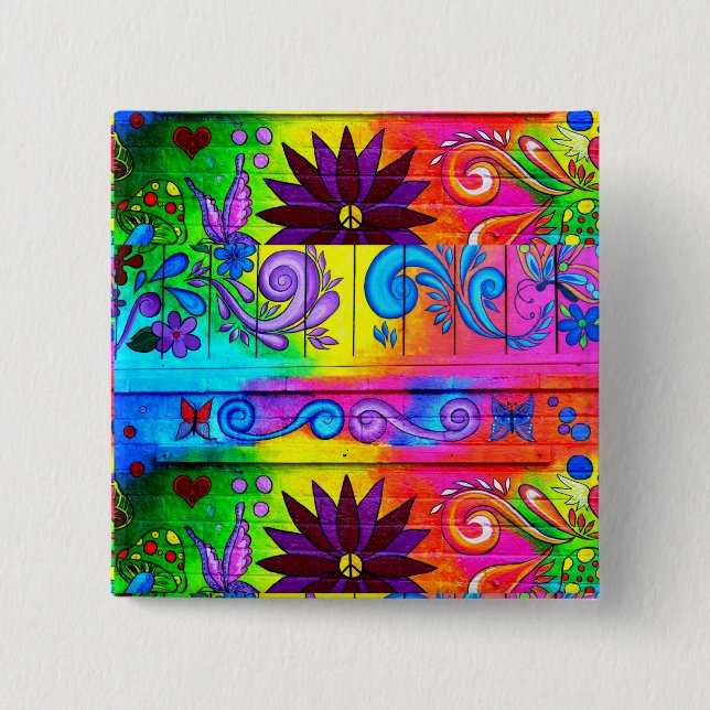 botón maravilloso del hippie de los años 70 (Anverso)