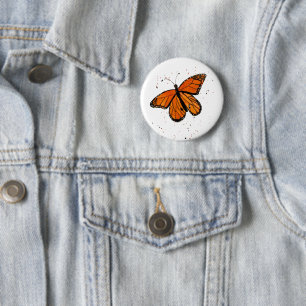 botón Mariposa monarca pintada a mano