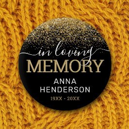 Botón Memorial del Purpurina del Oro Negro Funeral