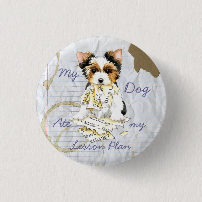botón Mi Biewer Terrier Ate mi Lección Plan (Anverso)