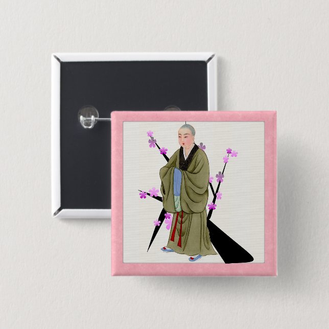 Botón Monje Budista (Anverso y reverso)