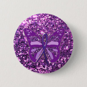 botón Morado Faux Purpurina Butterfly de sensibili