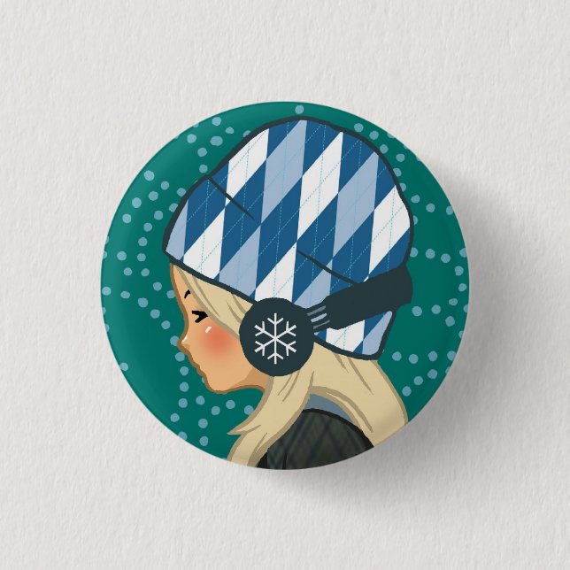 Botón Music Lover (Chica de audífonos) v.2 (Anverso)