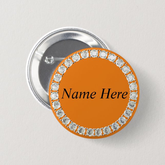 botón naranja diamantes de imitación de personaliz (Anverso y reverso)