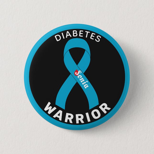 Botón negro de cinta de guerrero de la diabetes (Anverso)