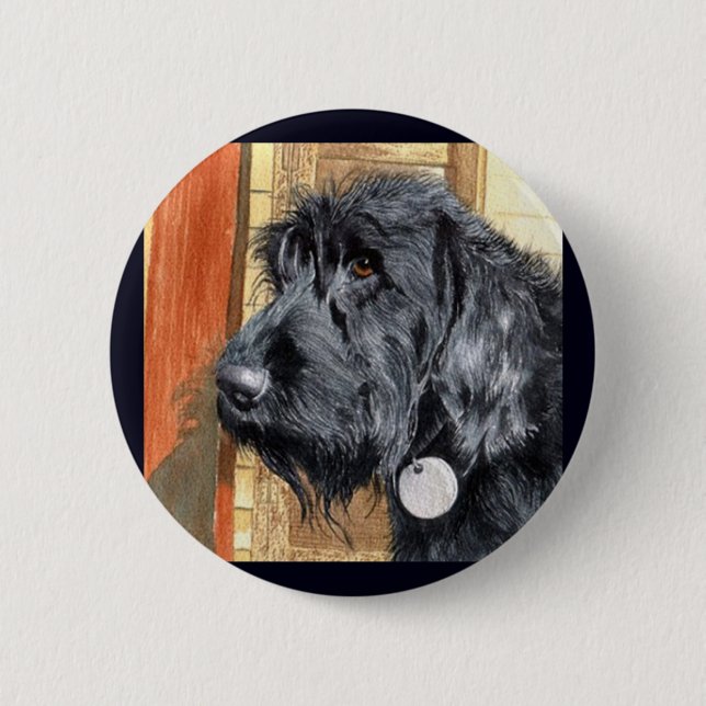 Botón negro de Labradoodle #1 (Anverso)