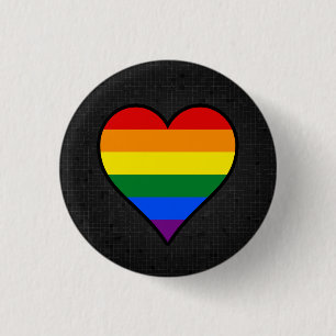 Botón negro de los corazones del orgullo de LGBT