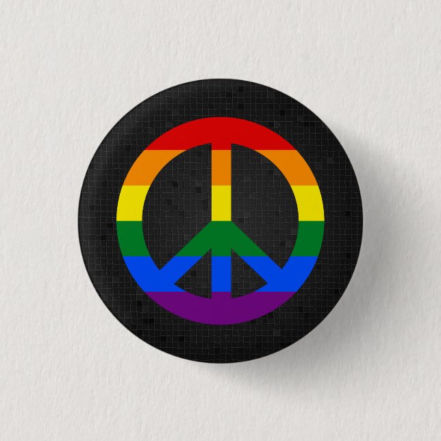 botón negro de señal de paz de bandera LGBT (Anverso)