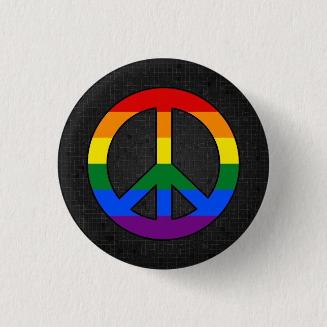botón negro de señal de paz de bandera LGBT (Anverso)