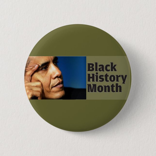 Botón negro del mes de la historia de Barack Obama (Anverso)
