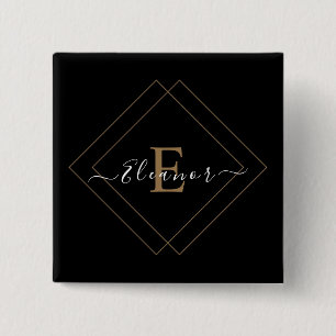 Botón negro elegante con texto de nombre personali