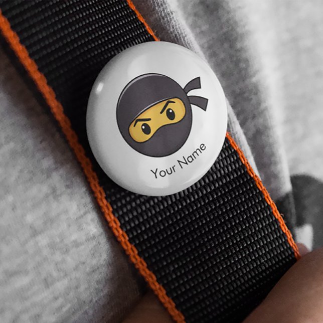botón Ninja de Emoji de nombres personalizados (Emoji Ninja Pin Bade_Add your name)