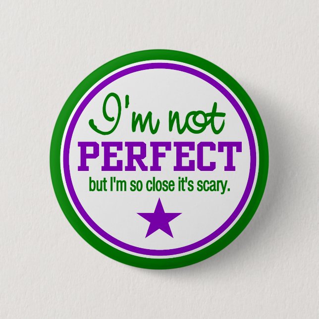 Botón NO PERFECTO - verde / púrpura (Anverso)