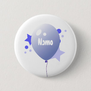 botón Nombre de globo de Fiesta azul de cumpleañ
