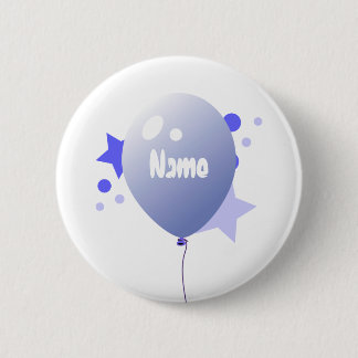 botón Nombre de globo de Fiesta azul de cumpleaños