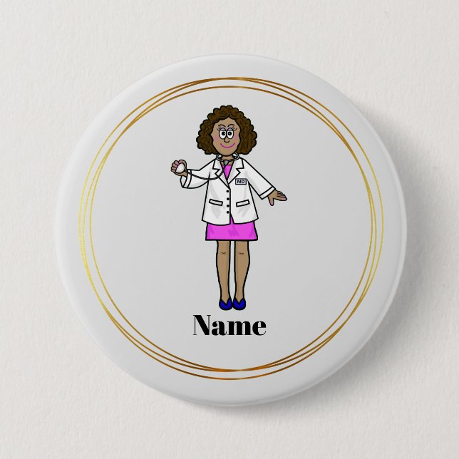 Botón Nombre de Médica para mujeres negras (Anverso)