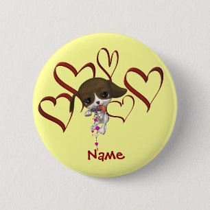 botón Nombre de niño de Corazones de Cachorro