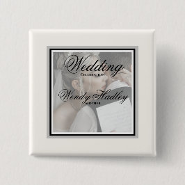 botón Nombre del boda de personalizable blanco