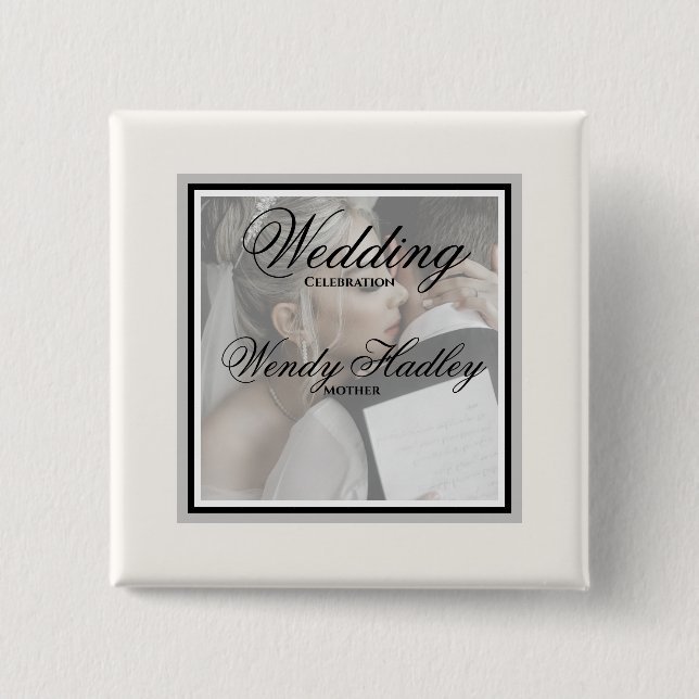 botón Nombre del boda de personalizable blanco (Anverso)