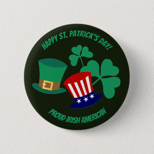 botón norteamericano irlandés orgulloso del Día de