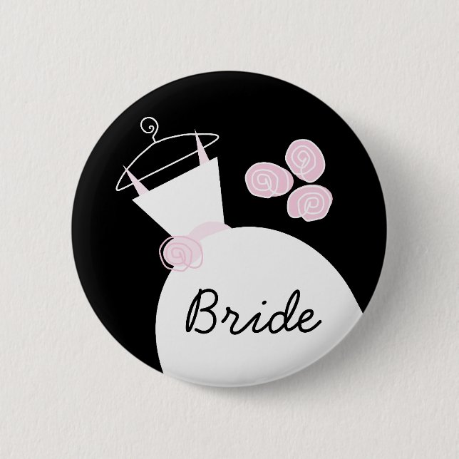 Botón "Novia" rosa del boda negro (Anverso)