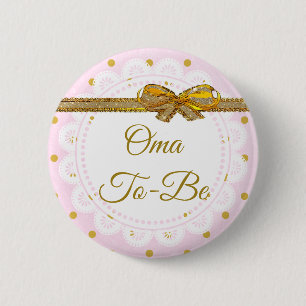 Botón Oma Para Ser Baby Shower Rosado Y Oro