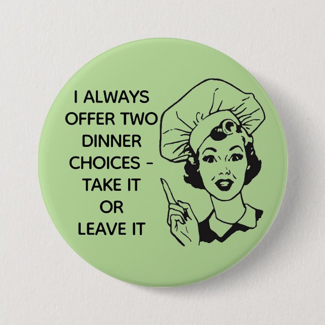 botón Opciones de cena divertidas retro (Anverso)