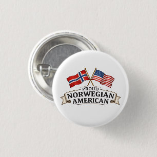 Botón Orgulloso Noruego Americano