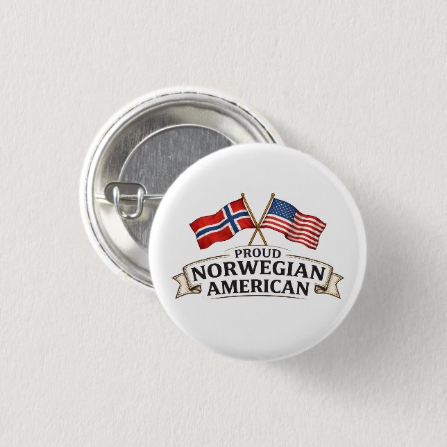 Botón Orgulloso Noruego Americano (Anverso y reverso)