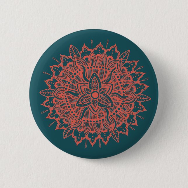 botón Ornamento de Mandala Roja (Anverso)