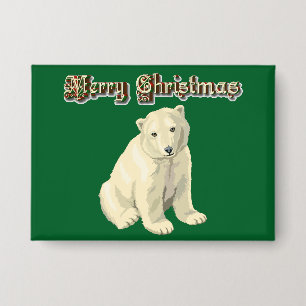 botón Oso Polar de Feliz Navidad