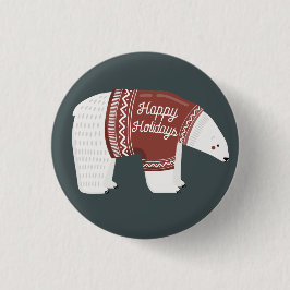 botón Oso polar de vacaciones felices