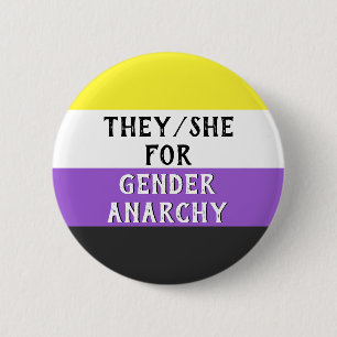 Botón para Mayhem de Género (en la bandera Enby)