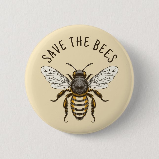 Botón para salvar las abejas con abeja de miel (Anverso)