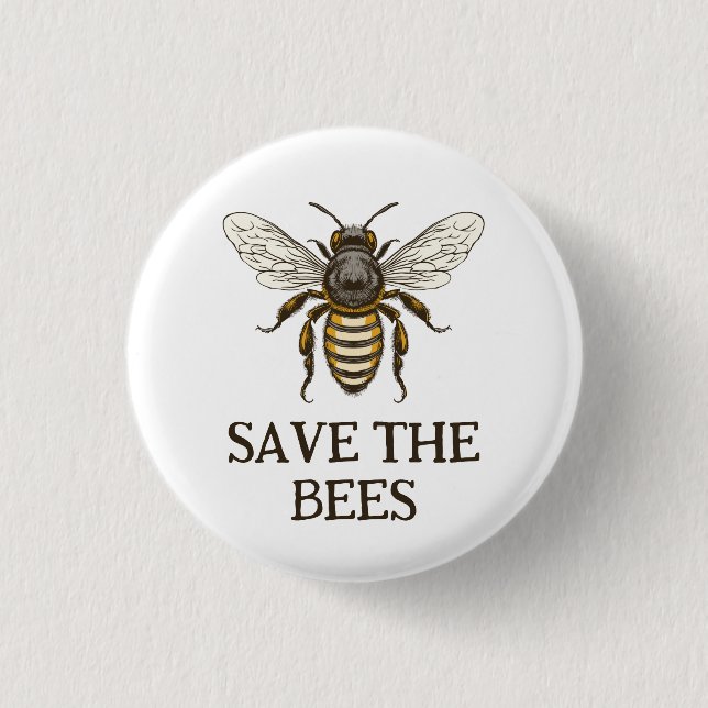 Botón para salvar las abejas con abeja de miel (Anverso)