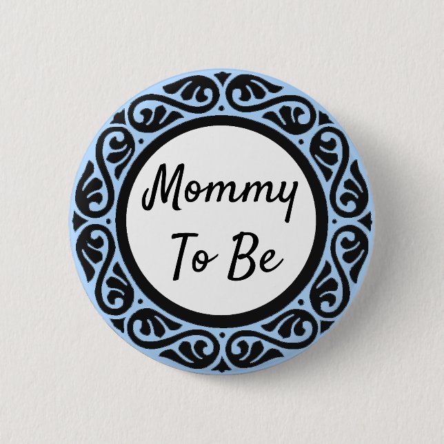 Botón para ser Baby Shower azul y negro (Anverso)