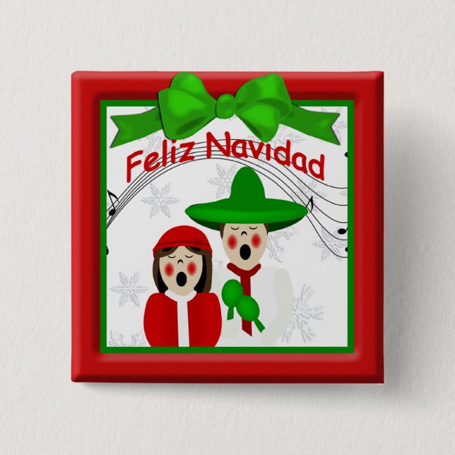 Botón Pareja de Caroleros Mexicanos navidades (Anverso)