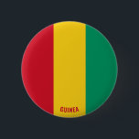 Botón patriótico de cambio de bandera de Guinea<br><div class="desc">Bandera de Guinea Encantando el botón patriótico con la bandera de Guinea impresa por encima del botón. El nombre del país está sutilmente integrado en el diseño de la parte inferior. El texto es totalmente personalizable usando la función "Personalizar". Este hermoso botón de Guinea es un regalo elegante para cualquier...</div>