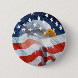 Botón patriótico de la bandera americana de Eagl