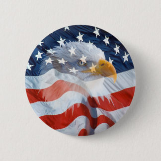 Botón patriótico de la bandera americana de Eagle