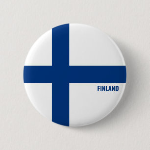 Botón patriótico de la bandera de Finlandia